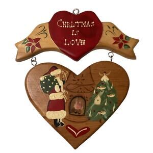Christmas is Love Wooden Xmas Wall Hanging Plaque Country Decor Made in Mexico